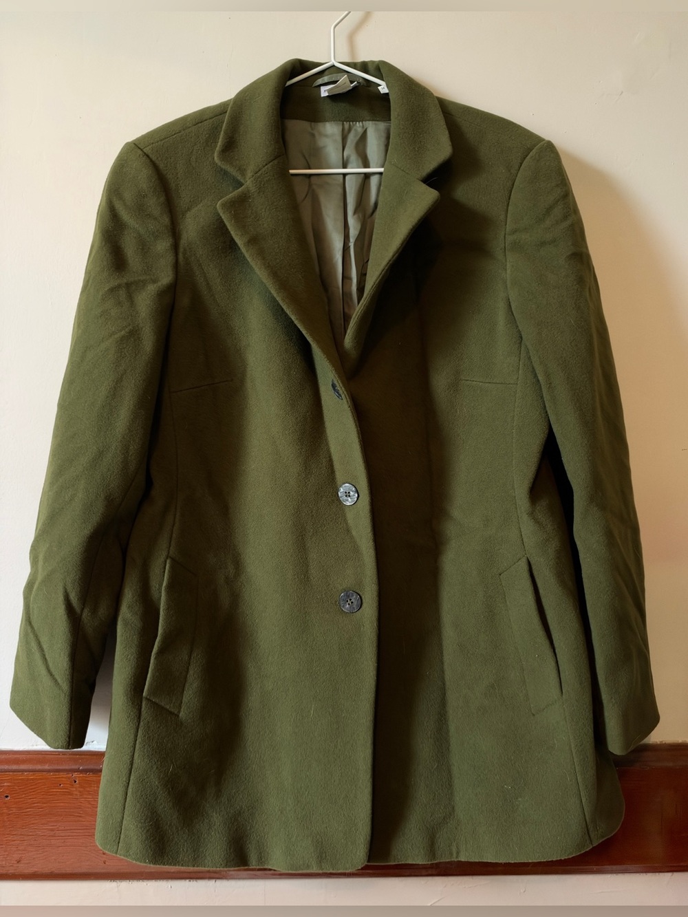 90s/00s Newport News Olive Green Wool Blend Blazer Vintage Coat Size 14